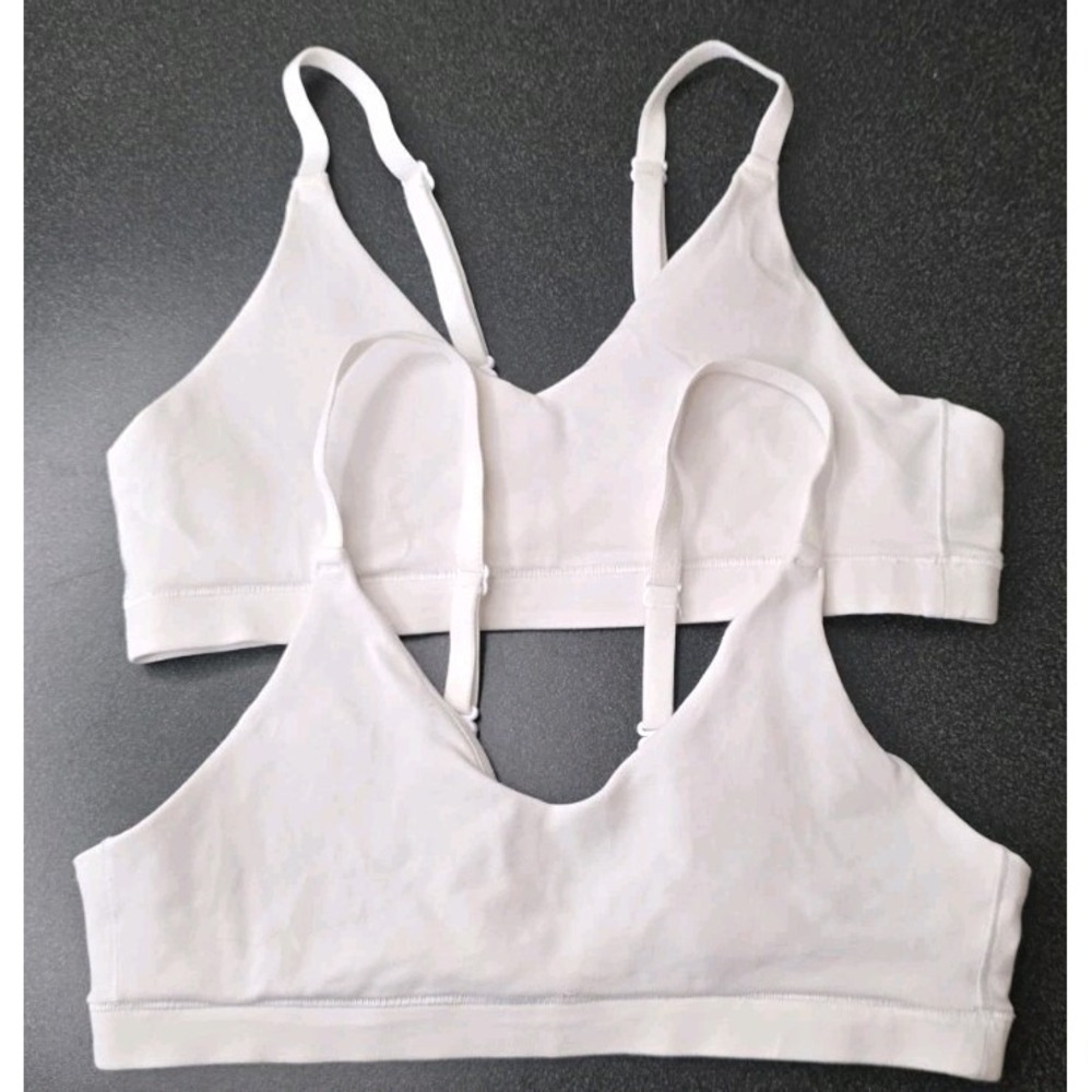 2 ATHLETA Girls S/7 White Sport Training Bra Gymnastics Athletic Active